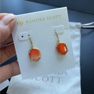 Kendra Scott Gold and Vibrant Orange Earrings